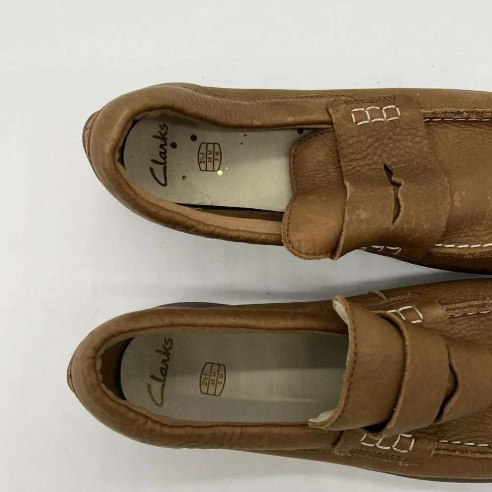 Clarks Artist Stride Brown Leather Moccasins Childrens Size 3M